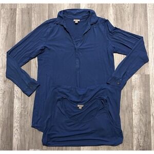 J. Jill Long Sleeve Blue 1/4 Button Stretch‎ Button Sleeve Rayon Lot Of 2 Medium